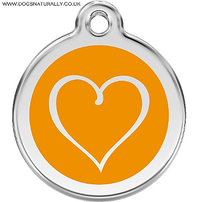 Orange Pretty Heart Dog ID Tags (3x sizes)